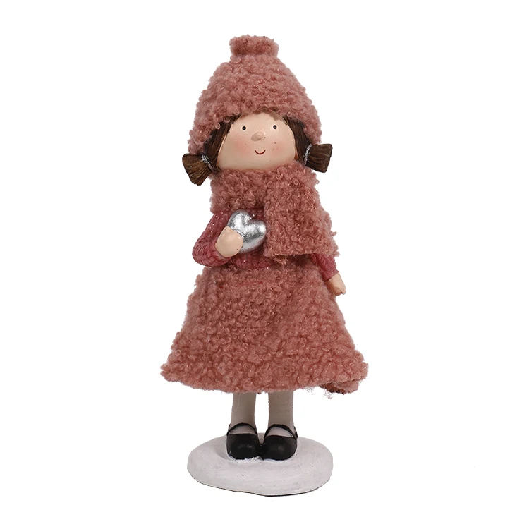 Китайский производитель, рождественские украшения, милая стоячая Рождественская ткань, девочка, Зимняя Детская кукла, игрушка