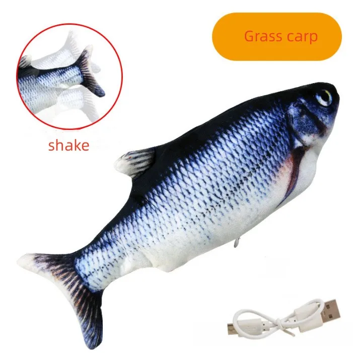 Custom natural popular release stress plush fish USB Charge shake fish toy for babies Electric speaking Fish Toy