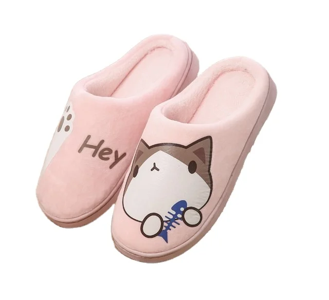 Fashionable and lovely cartoon cat design men and women winter warm cotton slippers