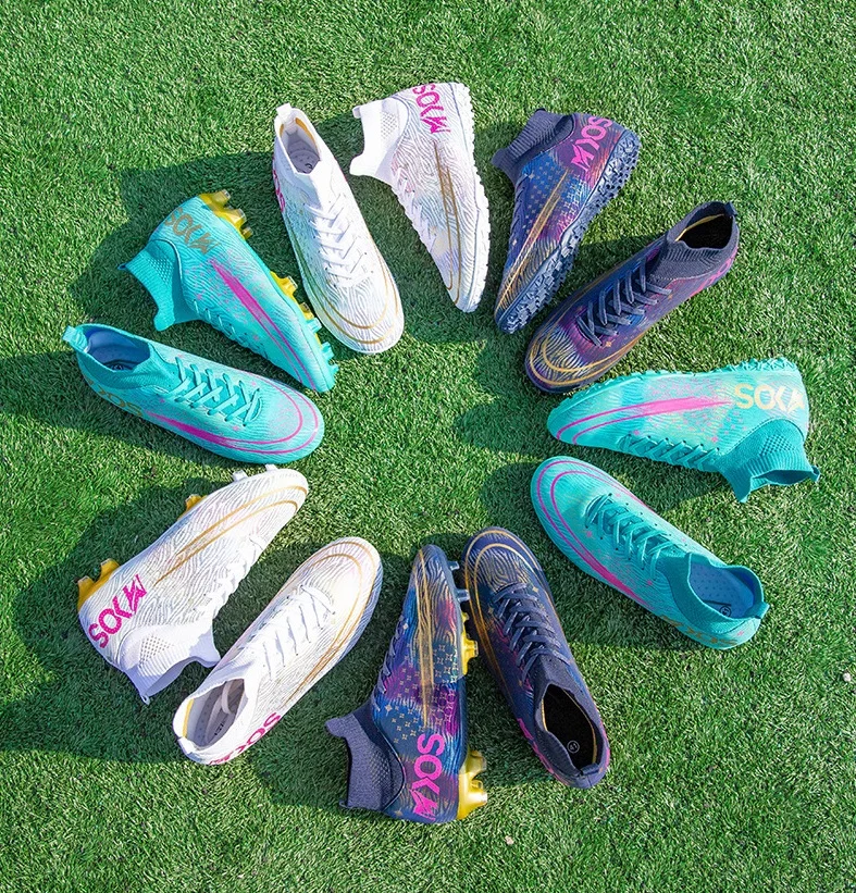 Factory direct sale football shoes long spikes FG broken spikes TF high-top breathable Sports Training Shoes For Soccer Shoes