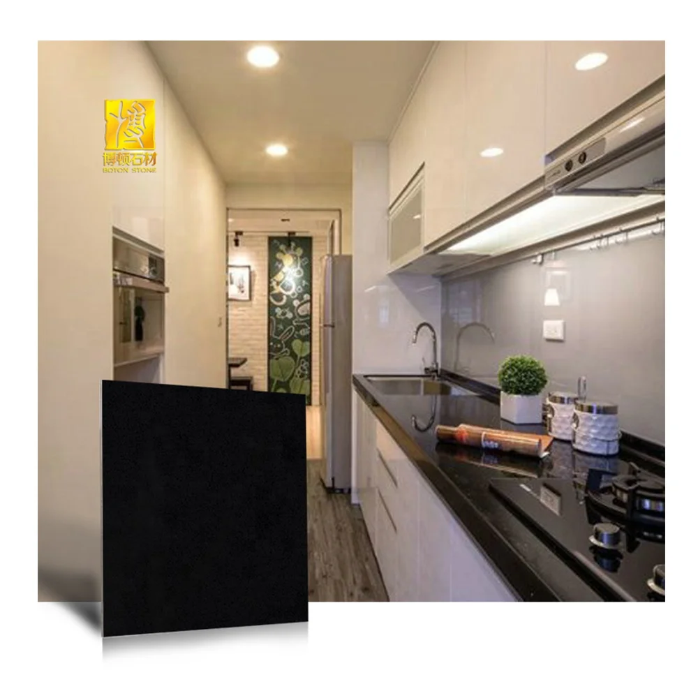 Natural Stone Flooring Tiles Chinese Kitchen Countertop Marble Island Polished Black Galaxy Granite