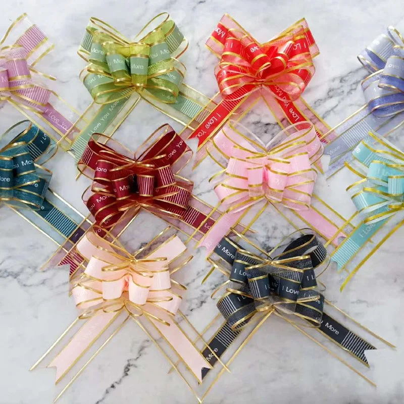 Luxury Organza for Wedding Decoration Gift Packaging Holidays 50MM Pull String Ribbon Bow