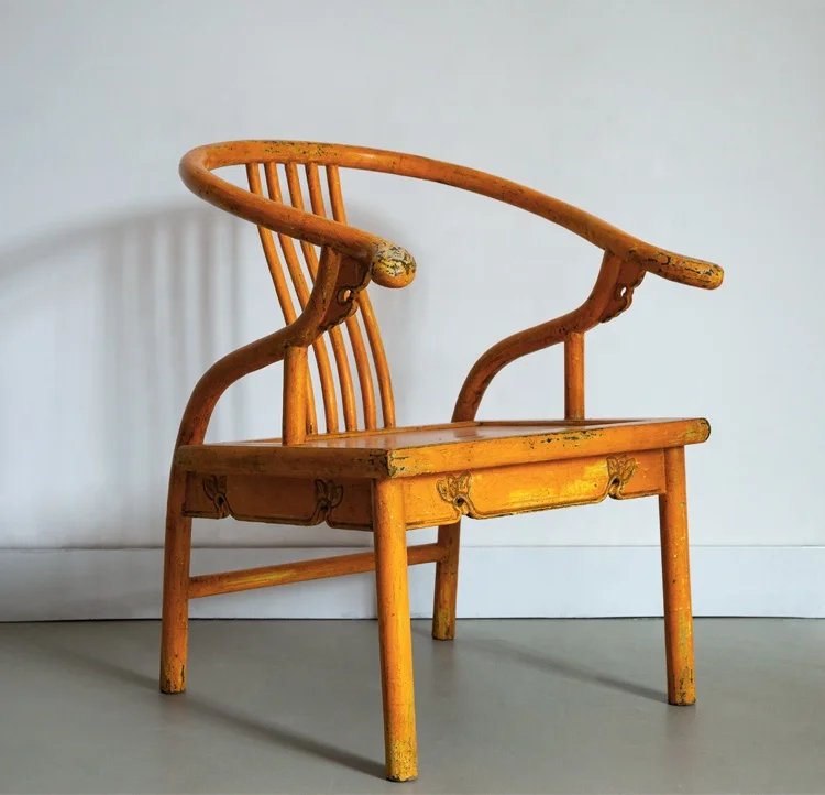 Furniture factory Chinese traditional armed chairs antique furniture wooden distressed paint chair with arm