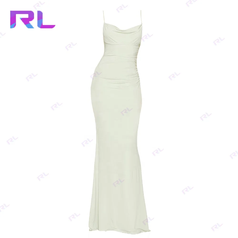 High Street Elegant Backless Maxi Slip Back Corss Strap Long Dress High Slit Open Leg Evening Satin Dresses