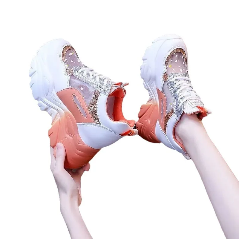 2025 NEW zjm  Fashion Trend All Match Sports Court Shoes For Teen-Agers Girl Casual Thick Sole Women White Running Shoes