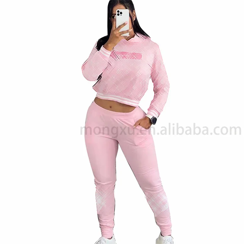 2023 Newest Designer Brand Crop Top 2 Piece Pants Set Casual Tracksuit Sweat Suits Luxury Two Piece Sweatpants And Hoodie Set