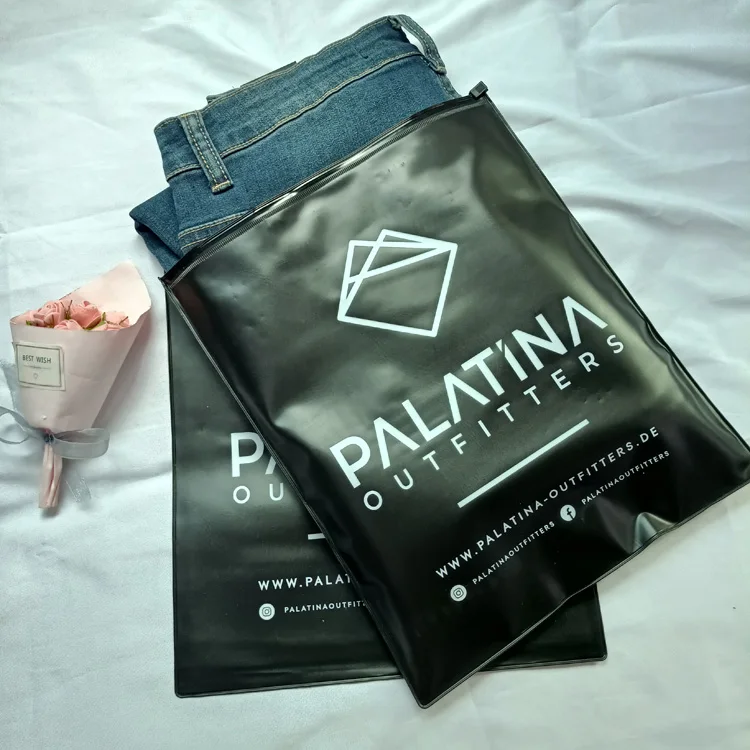 High Quality Custom Black PVC packaging Zip lock Bag ,Plastic clothing  Packaging Zipper Bag