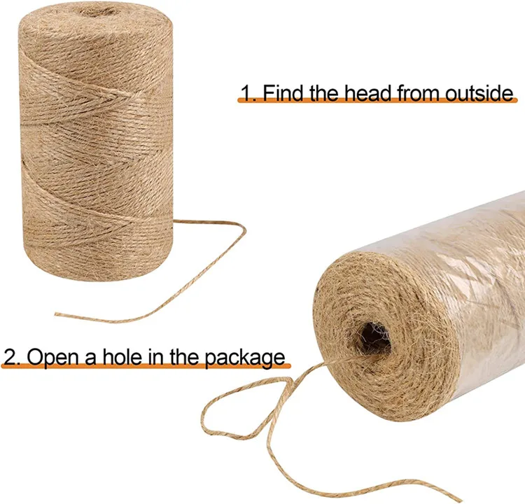 (RIOOP) Natural Sisal Yarn 3 ply Twisted Hemp Cord Manila Twine Jute Rope for DIY Craft and Packing