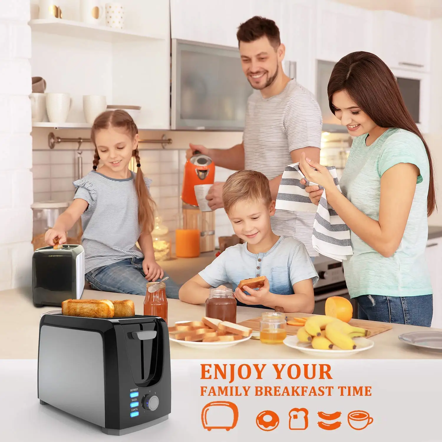 Bagel Toaster Evenly and Quickly with 2 Wide Slots 7 Shade Settings and Removable Crumb Tray Stainless Steel Black Toasters Ove