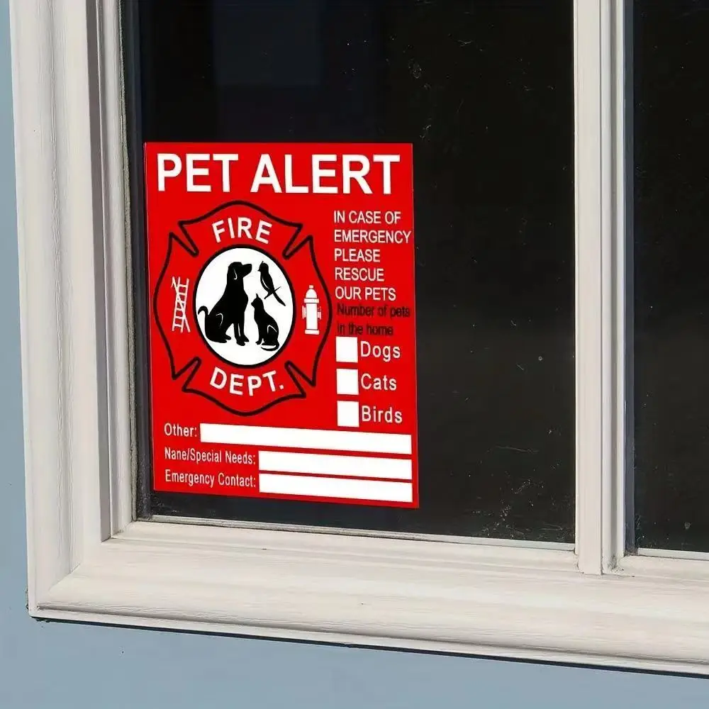 Pet Alert Safety Fire Rescue Sticker Save Our Cat/Dog Firefighters will See Alert on The Window Door or House