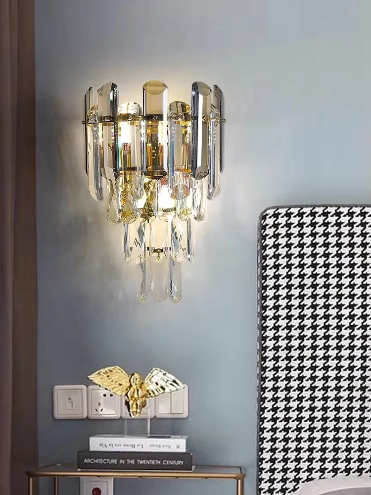 Cost-Effective Luxury Interior Champagne Gold Wall Lamp Sconce Living Room Hotel Lobby Fashion Design Wall Lights