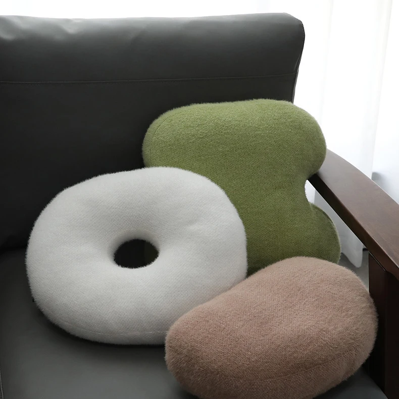 Customizable Creative Waist Cushion Sofa Pillow Factory-Woven Velvet Soft Living Room Mattress Doughnut Cute INS Special Shape