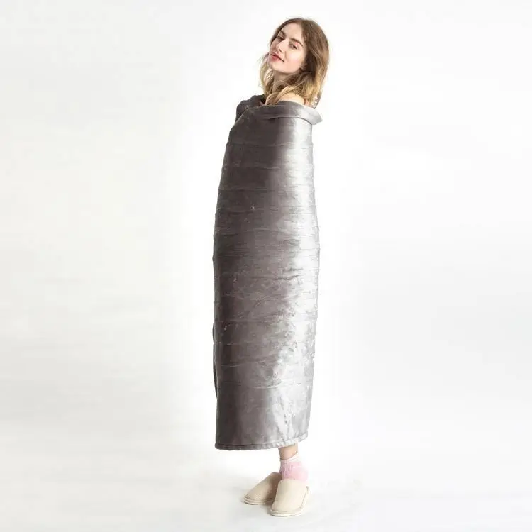 Cheap price Solid Grey Color winter flannel electric blanket - throw heated blanket