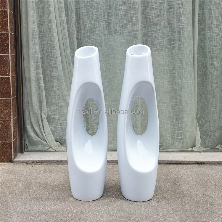 Simple white geometric tree hole shaped fiberglass floor standing vase micro landscape decoration vase creative plant pot