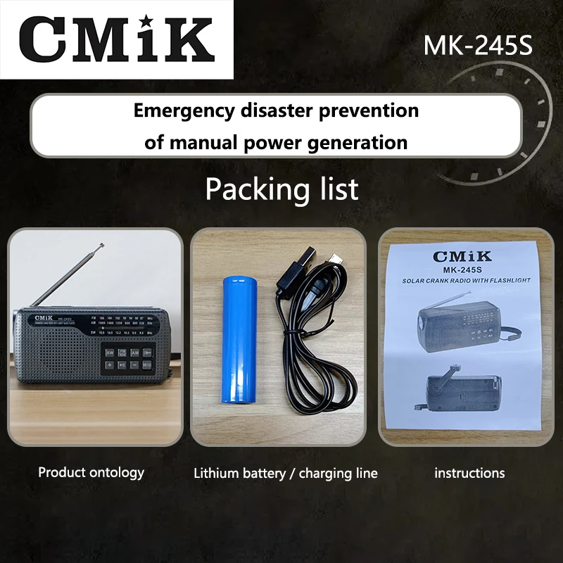 Solar panels emergency hand-cranked electricity radio solar-powered mobile phone rechargeable outdoor portable radio FM AM radio