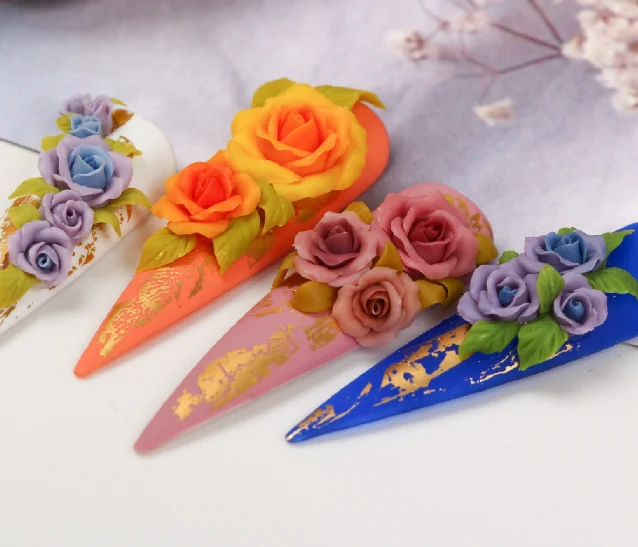 QSHY Custom Logo Soak Off UV LED 4D Nail Art Carving Flower Sculpture Modeling Gel Polish