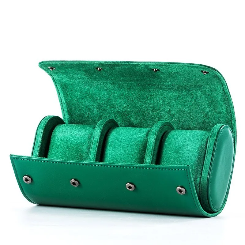 Travel Watch Case Leather Caja Para Reloj Portable Luxury Watch Box Packaging Green Watch Roll Case Gift Wristwatch Travel Case