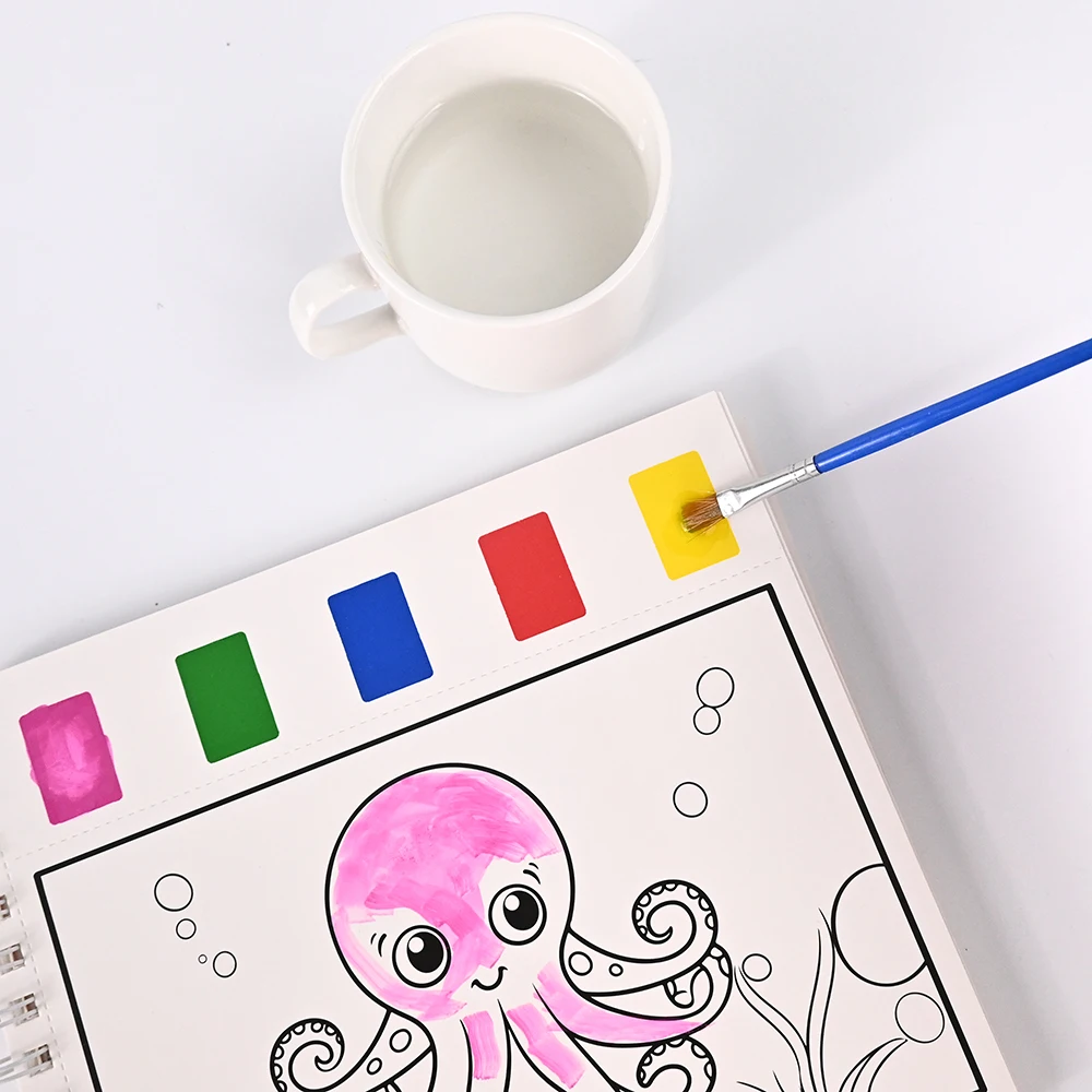 Custom Design DIY Portable Paint With Water Magical Watercolor Painting Coloring Book With Paintbrush For Kids