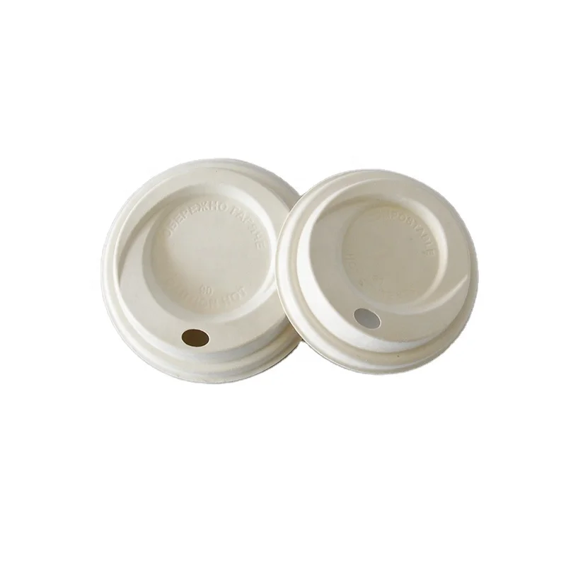 Yopack  hot selling 80/90 mm Disposable coffee cup lid biodegradable and compostable sugarcane bagasse pulp