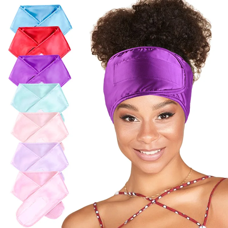 Velcro headband SPA Makeup Headband silk stain adjustable hair bands