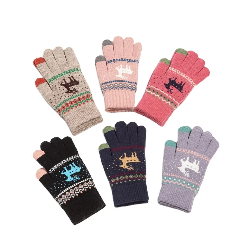 Cute Cold Winter Knitted Gloves Touch Screen Gloves For Smartphones For Christmas