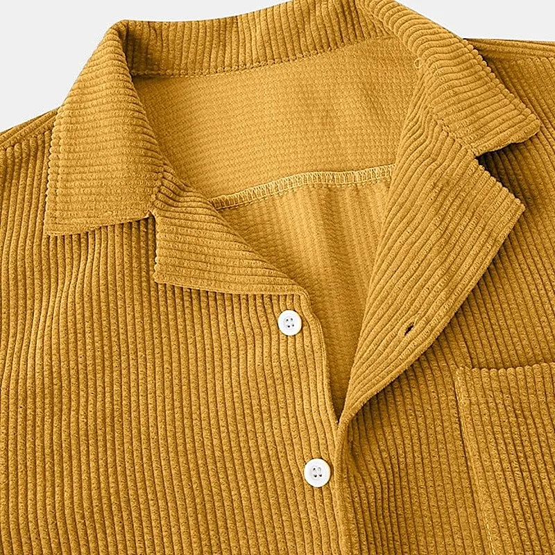 Wear Solid Mens Corduroy Shirts Shorts Set Mens Two Piece Men Shirt and Shorts OEM Custom Summer Knitted Fabric Casual Printed