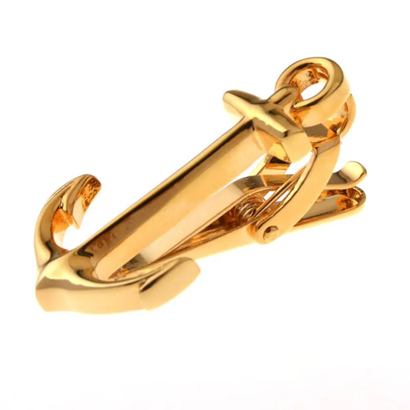 Wholesale Gold Color Ship Anchor Tie Pin Custom Rudder Sail Boat Tie Bar Mens Suit Shirt Formal Dress Fashion Accessory Tie Clip