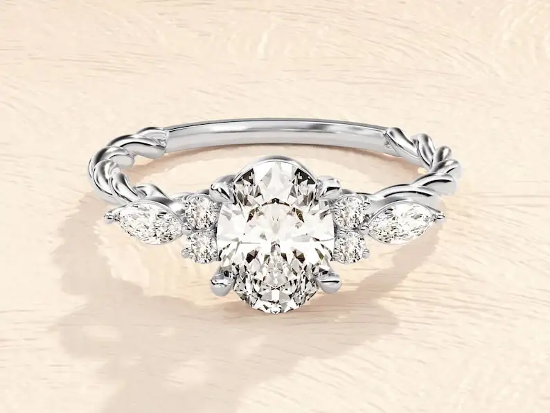 100% Premium Quality 925 Sterling Silver Moissanite Diamond Ring With Prong Setting Gift For Her With Customized Available