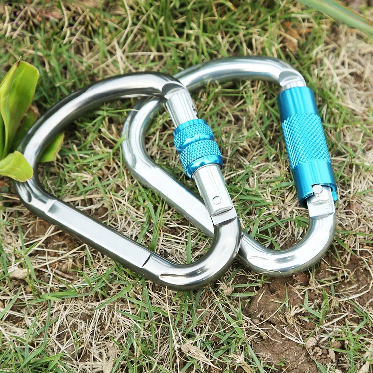 High Hardness 25kN Large Opening HMS Aluminium Screwgate Outdoor Rock Climbing Locking Carabiner hooks
