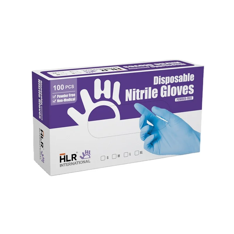 HLR Powder Free Medical Nitrile Gloves EN374 EN 455 disposable Examination Nitrile Gloves