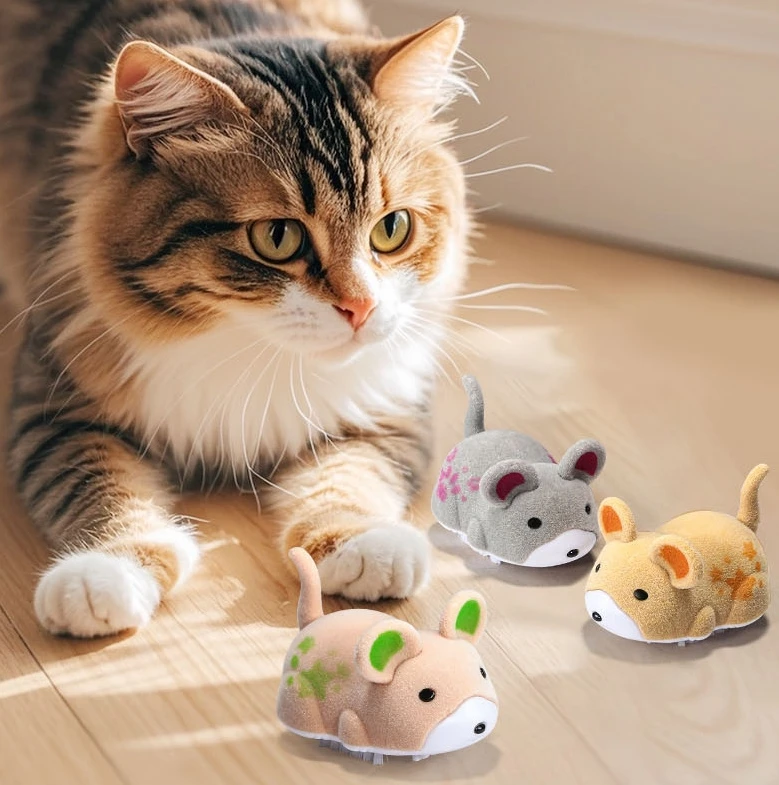 Мини-мышь питомец игрушка плюшевая кошка на батарейках