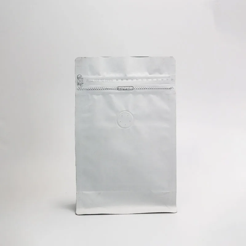 Hot Sale flat box block bottom side gusseted 1kg coffee bags with valve and zipper