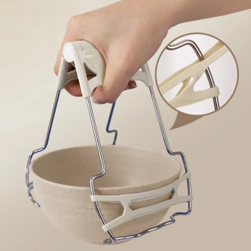 Multi-Function Non-Slip Stainless Steel Bowl Gripper Anti-Scalding Clip Kitchen Utensils & Gadgets Set Silicone Holder Plate