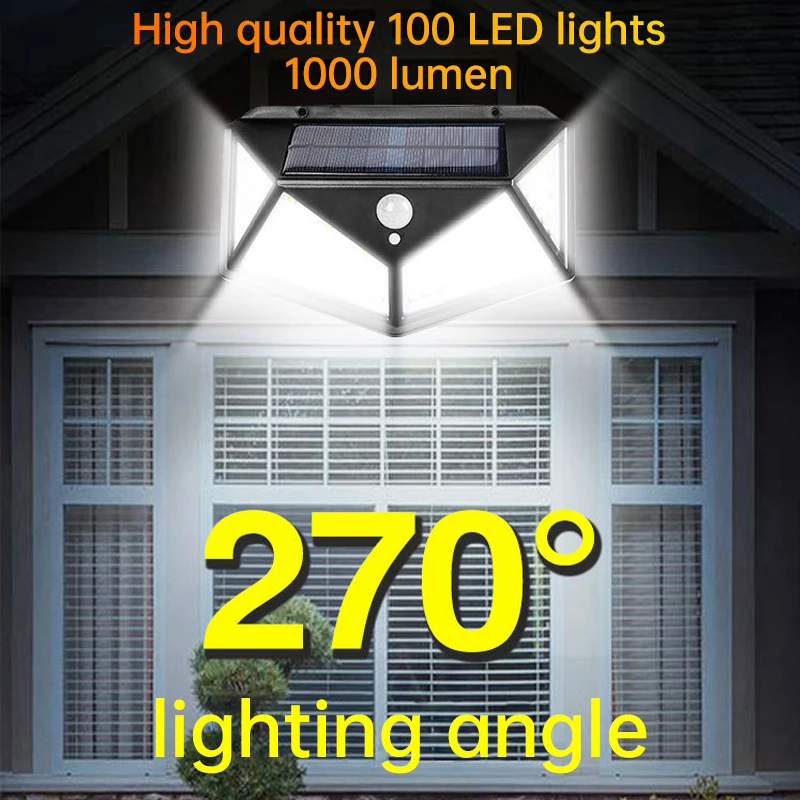 High Quality Cheap Price Outdoor Solar Powered Garden Lamp 100 LED Waterproof Motion Sensor Solar Wall Garden Light