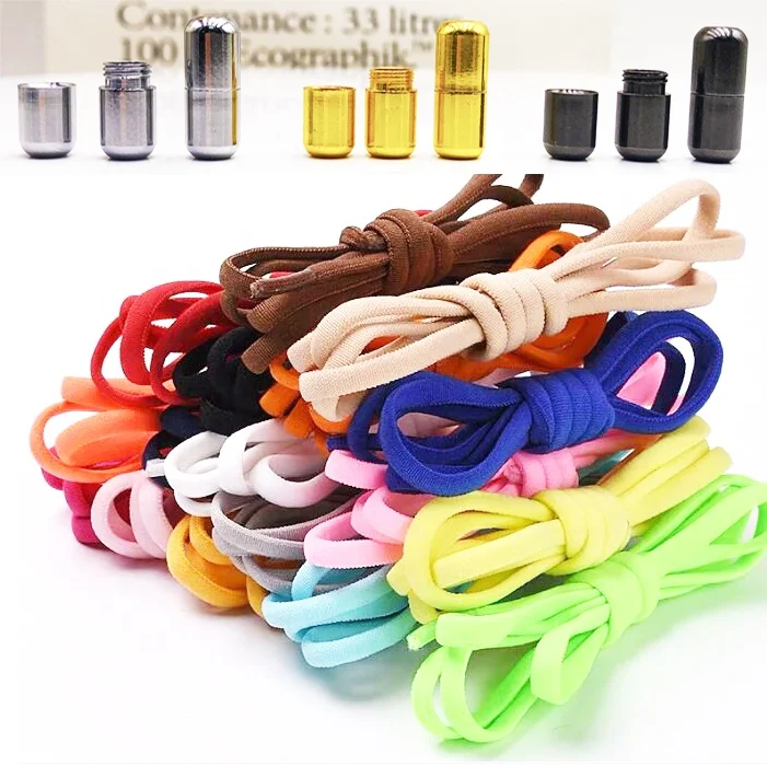 Fashion New Luxury Metal capsule Lazy Lock Elastic Tie Shoelaces Laces Shoe Custom Lace Locks