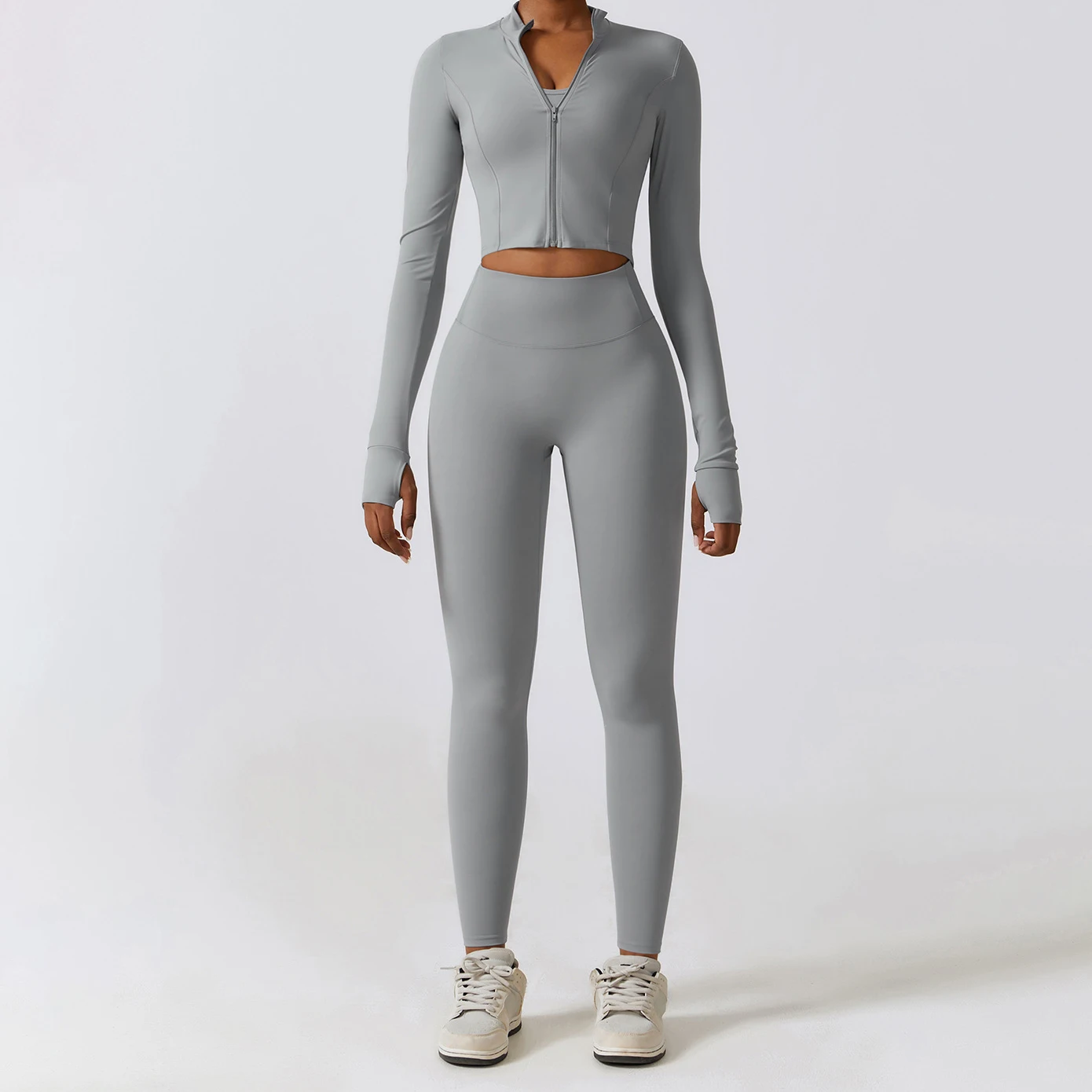 YIYI Wholesale Long Sleeves With Finger Hole Outdoor Jackets High Neck Slim Body Quick Dry Summer Gym Jacket Sports Jacket Women