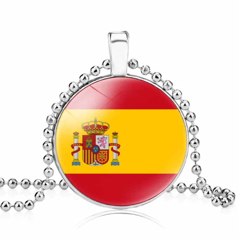 britain Flag Design Glass Dome Pendant Trays Bezel Setting Necklace Country Flag Chain Necklace