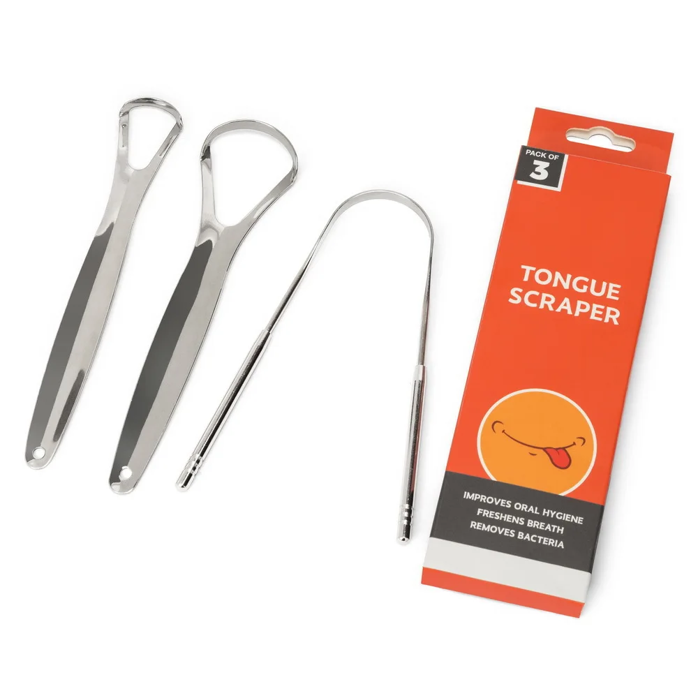 Factory Wholesale 304 Stainless Steel Tongue Scraper Oral Hygiene Teeth Care Tongue Cleaner Raspador For Adults