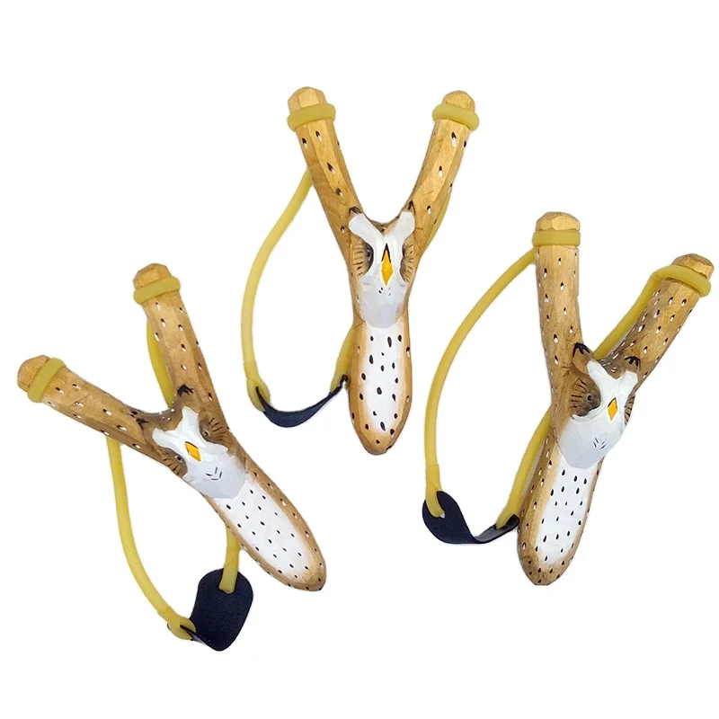 Animal Slingshot Hand Carved Painted Wood Sling Shot Toys Wooden Slingshot
