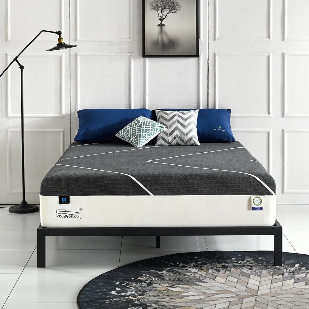 Medium Soft cheap mattress Bed 5 Zone Pocket Spring Memory Foam Cooling Mattress latex firmness thickness 13.5 Inch