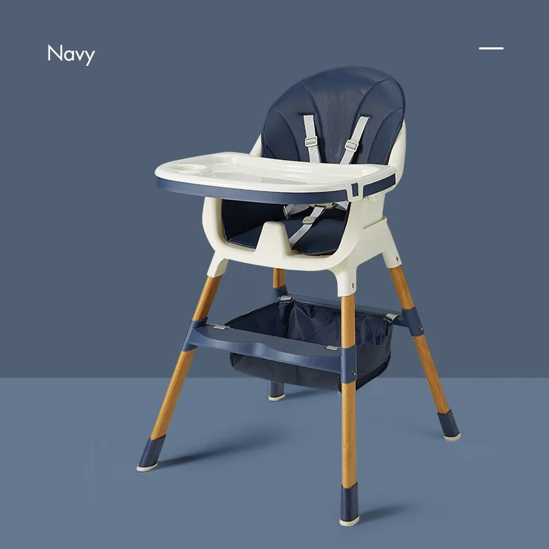 New Design foldable baby wood dining chair stable Multifunction Toddler high feeding chair with safety belt