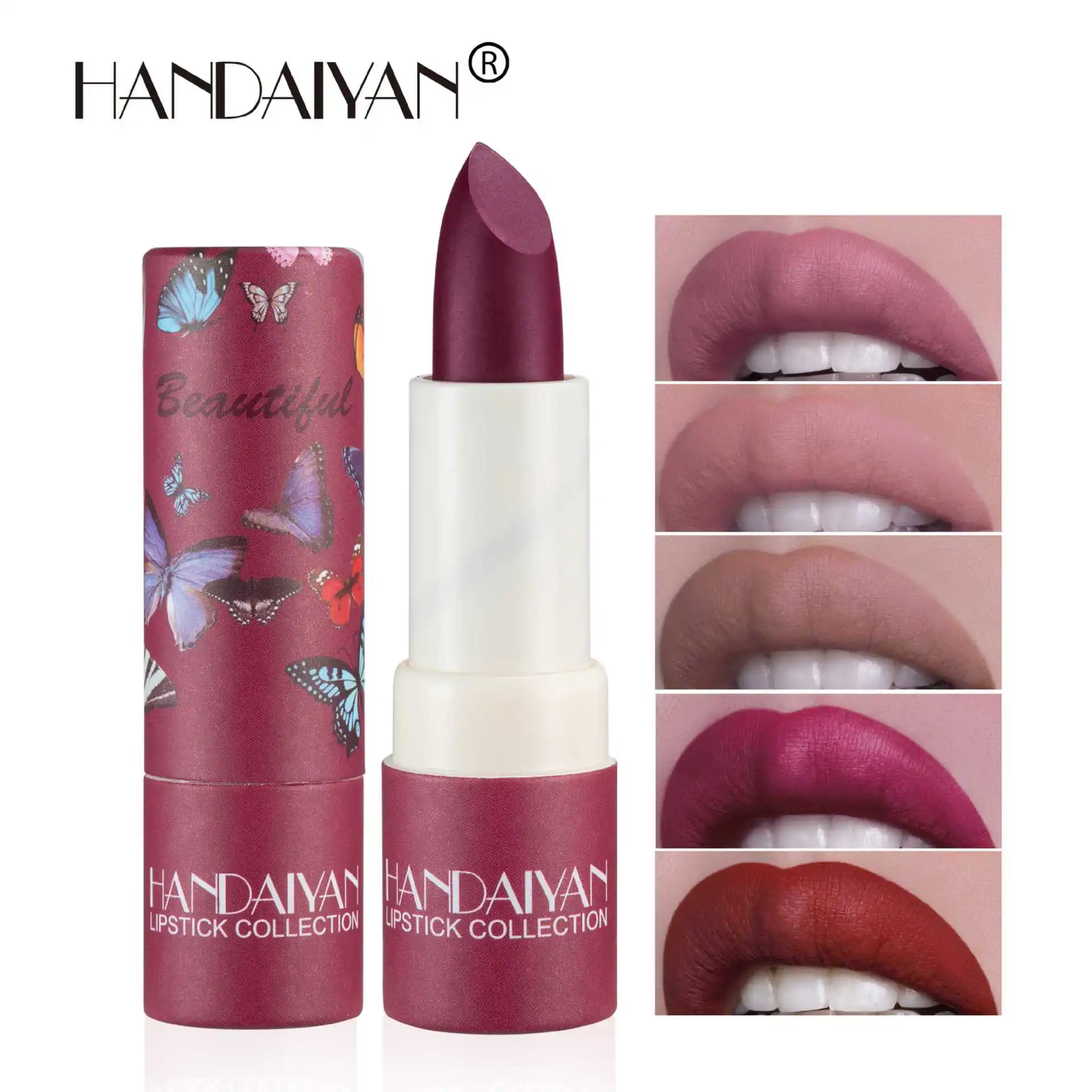 Handaiyan long-lasting 8 Colors Matte lip stick Waterproof Velvet Nude Lipstick special tube Red Brown Lip Matt Pigments Makeup