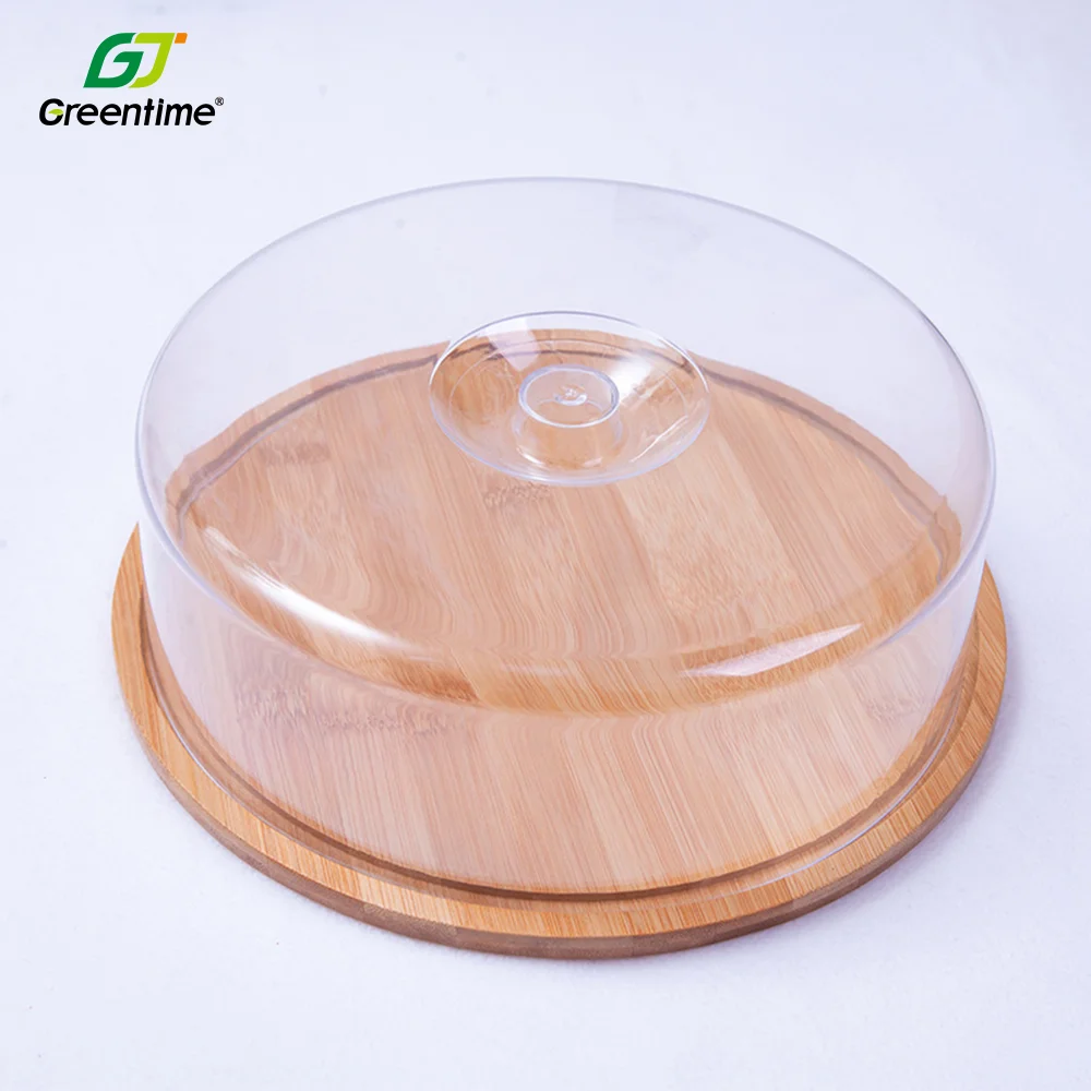 Hot Sale Wedding Dessert Snack Cupcakes Cake Stand Round Bamboo Wood Cake Display Holder Wooden Cake Plate