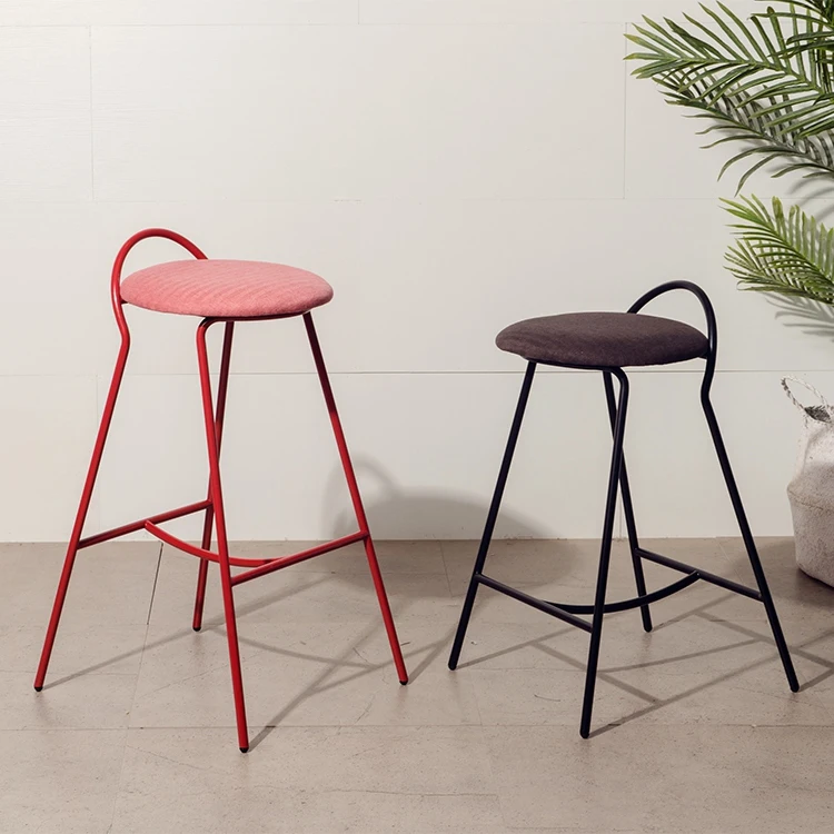 
Red High Stools Bar Chairs Modern Metal Bar Stool High Leg Chair Home 