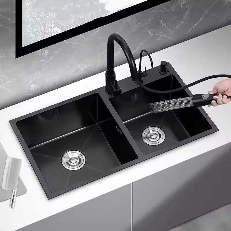 Factory Direct Kitchen Workstation Double sink Black nano Stainless Steel Kitchen sink