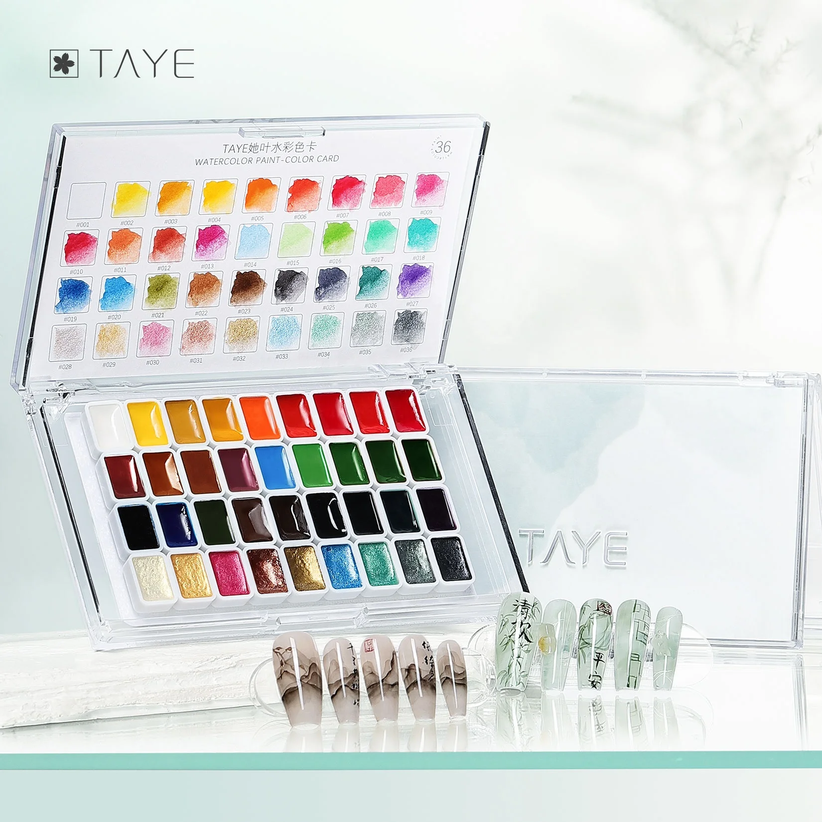 Hot Sale factory price 36 colors nail  watercolor paint set for nail art