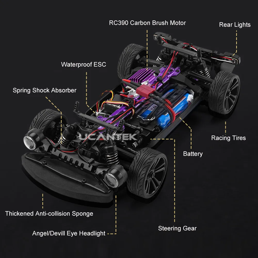 2.4G 1/16 Electric Classic Vintage Drift RC Car 4WD 35KM/H High Speed Racing Remote Control RC Car For Adults