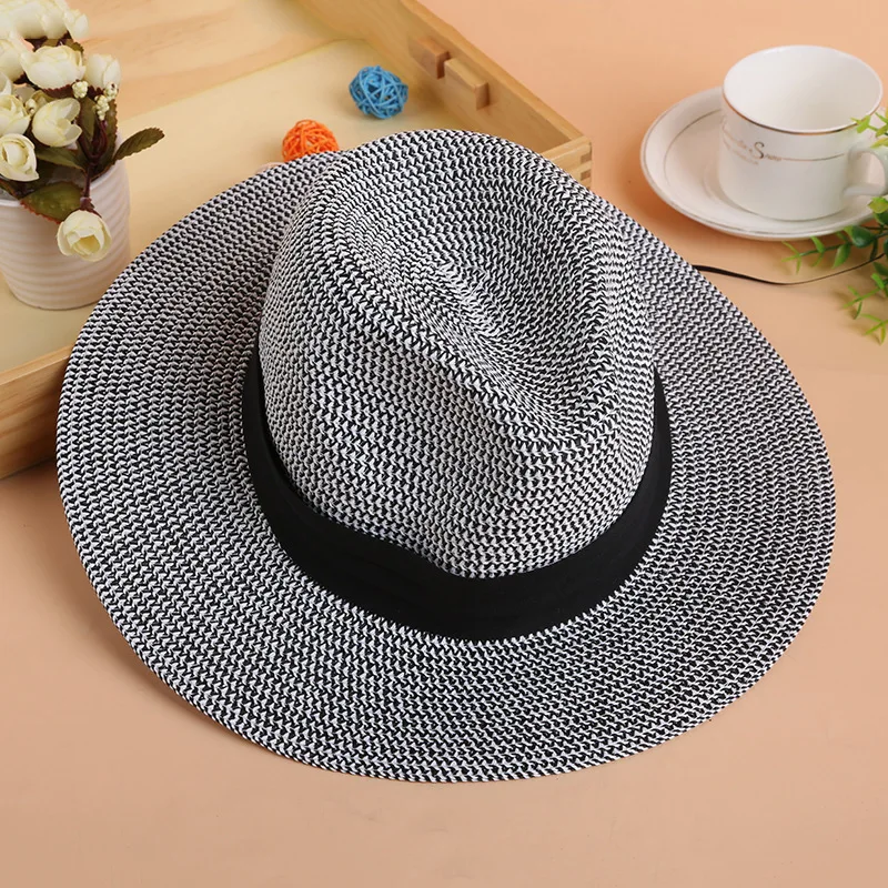 Summer beach hats wholesale women men panama straw hat with custom logo