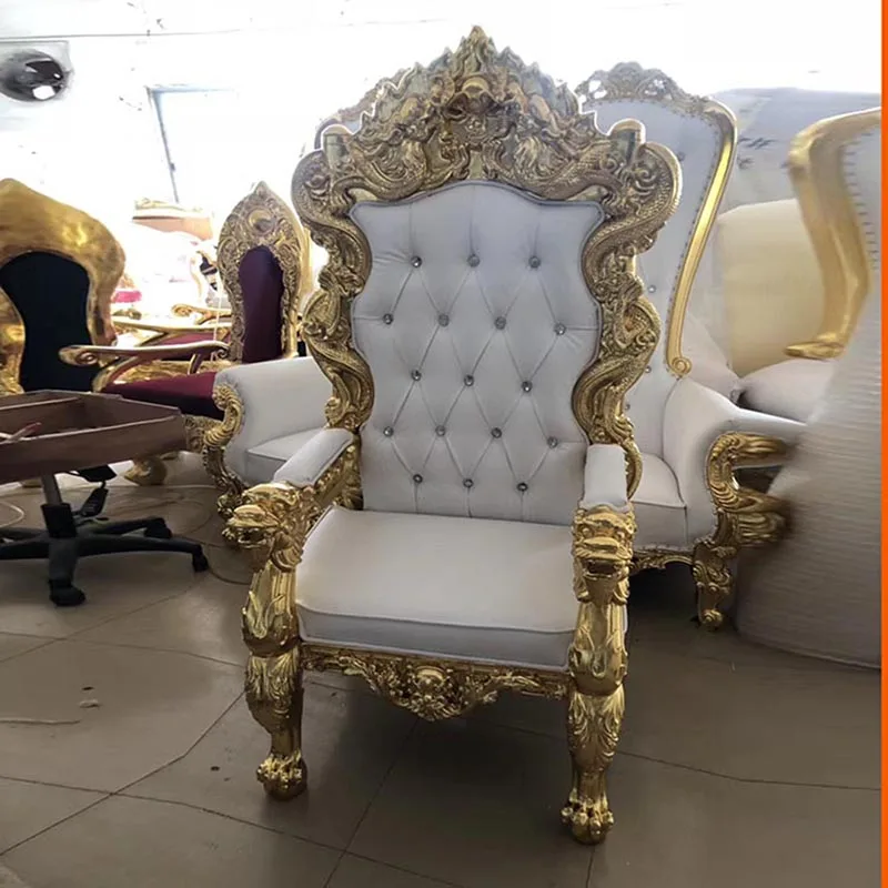 royal luxury crystal gold hotel restaurant wedding dining party events wooden carved lion king chair