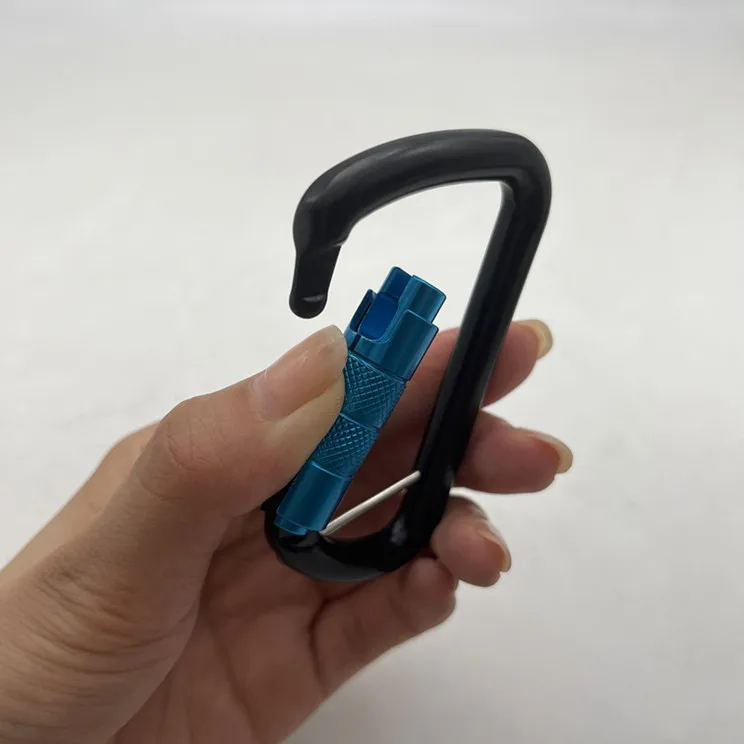 Factory Light Weight 7075 Aluminium Alloy Safety D Shaped Aluminum Carabiner Clip with Pin